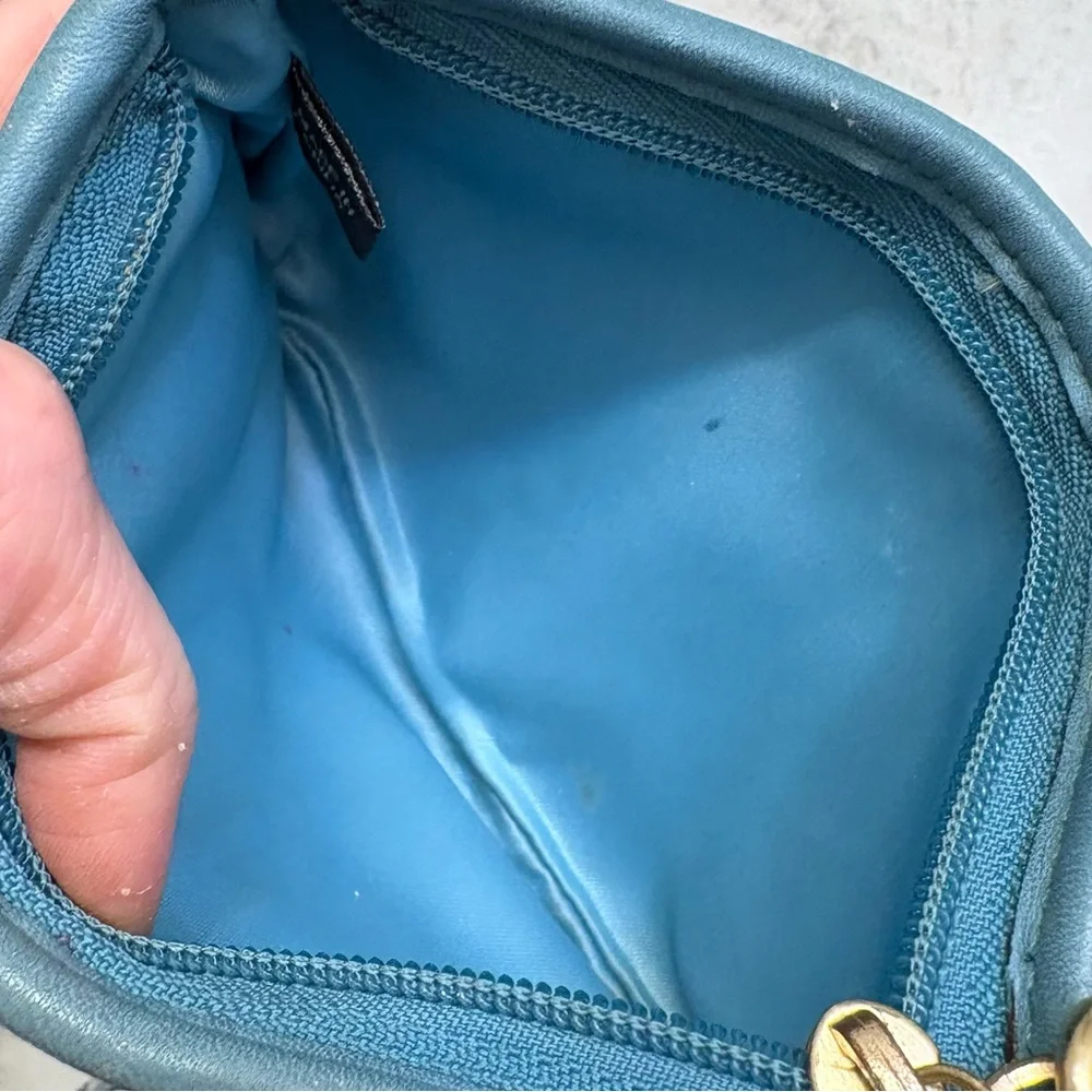 Coach vintage y2k rare ergo Brown Signature Canvas Wristlet Blue Leather Pocket